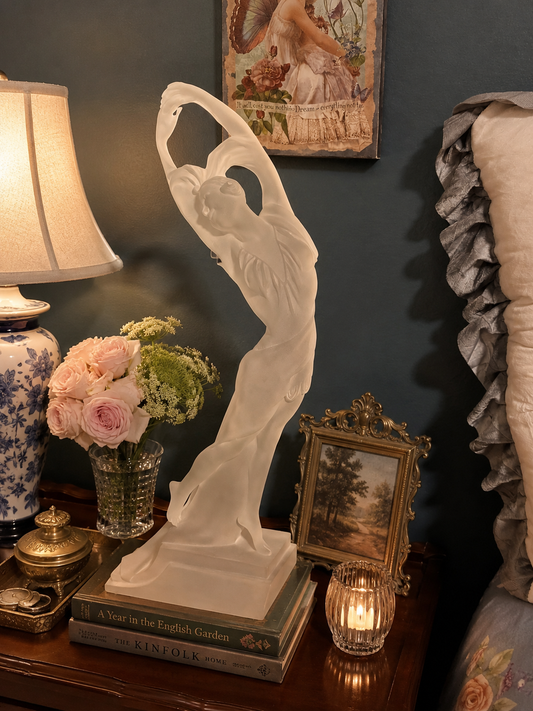 Vintage Art Deco-Style Frosted Female Dancer Sculpture – 24 Inch