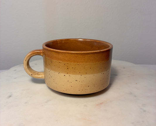 Vintage Studio Pottery Stoneware Mug – Speckled Oatmeal & Caramel Brown