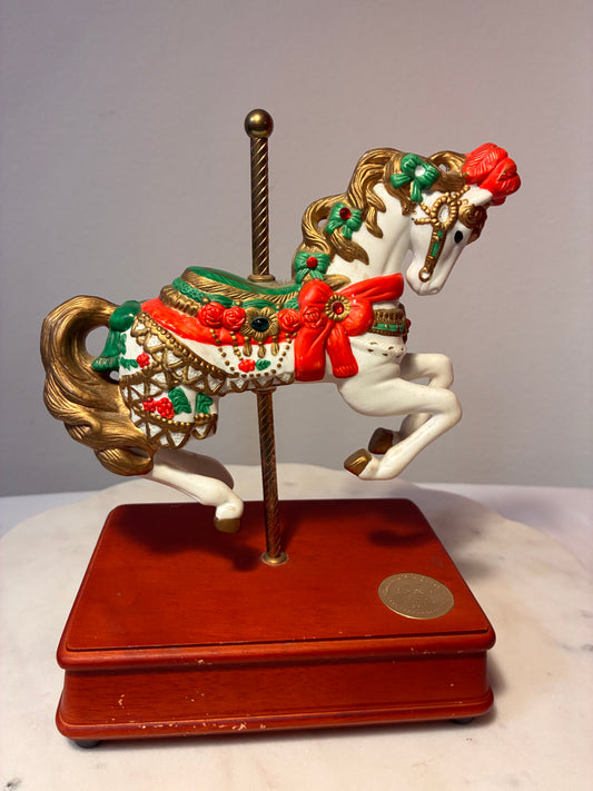 Vintage Heritage House Christmas Carousel Horse Music Box – Winter Wonderland