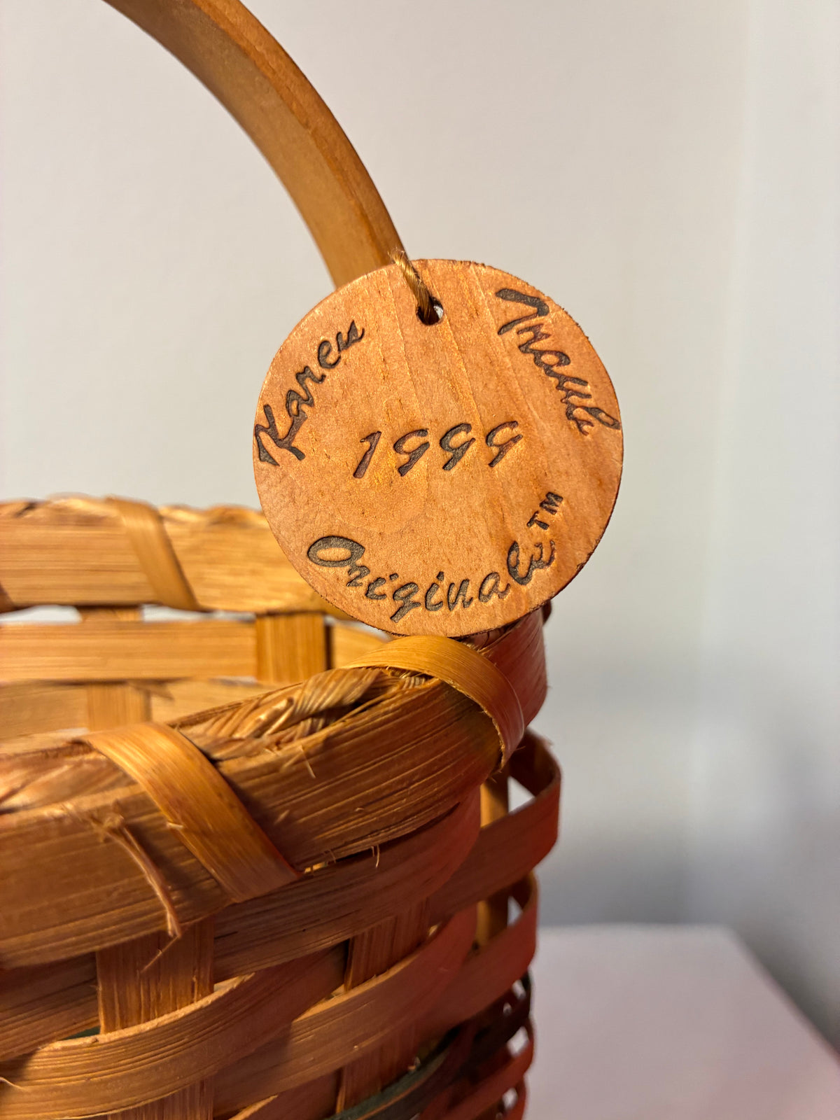 1999 Karen’s Originals Woven Wall Basket & Key Holder