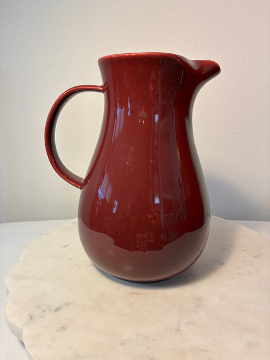 Vintage Korean Oxblood Burgundy Ceramic Pitcher Vase
