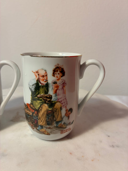 Vintage Norman Rockwell Museum Porcelain Mugs – Pair