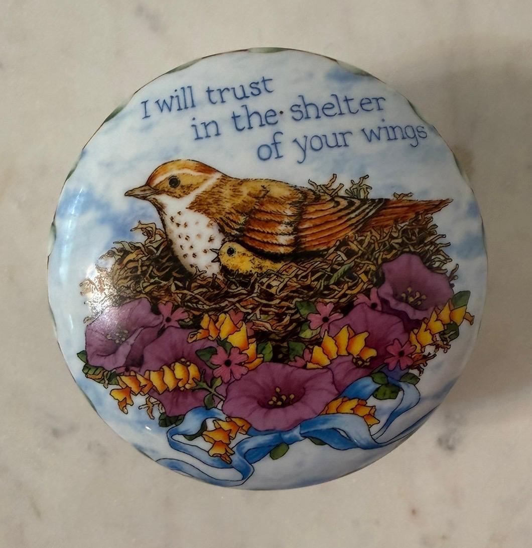 Porcelain Bird & Nest Trinket Box – “Shelter of Your Wings” Keepsake Box