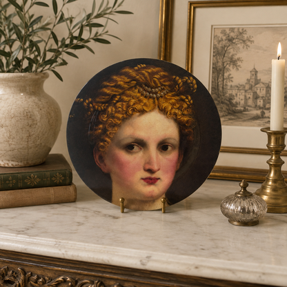 Classical Lady Portrait Resin Plaque – Renaissance-Inspired Décor
