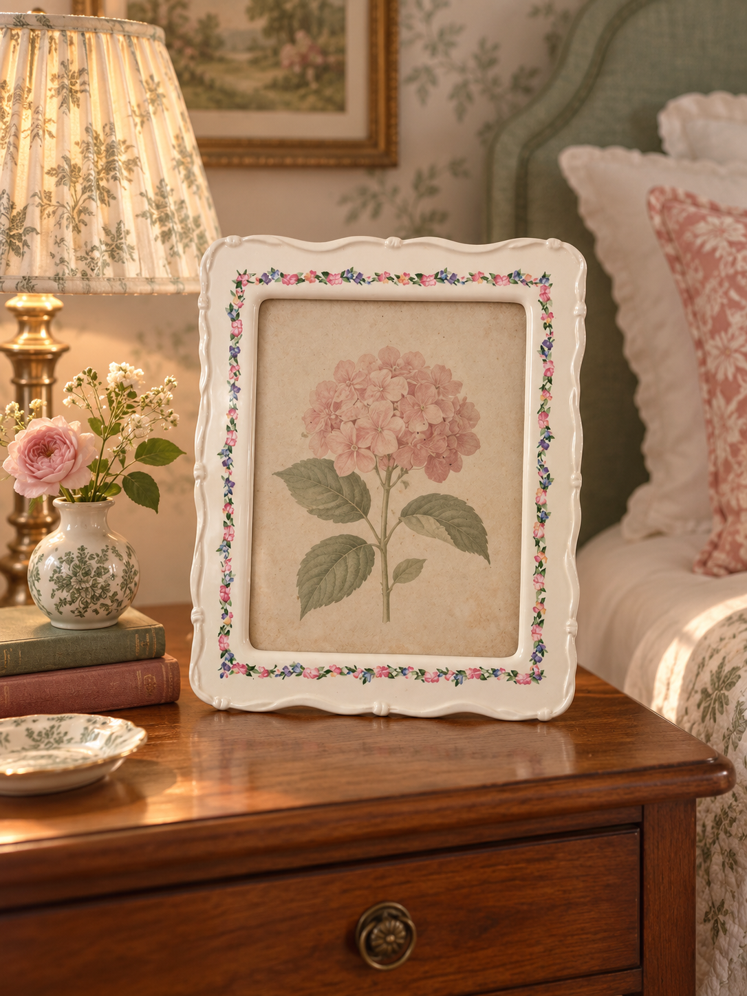 Vintage Porcelain Floral Picture Frame – 8 × 10
