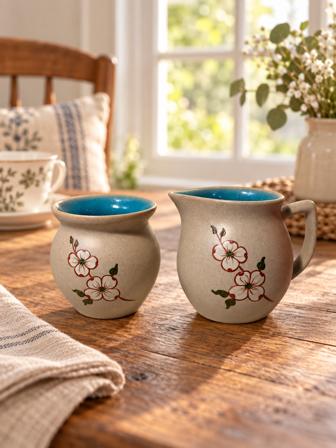 Vintage Pigeon Forge Pottery Creamer & Sugar Bowl Set