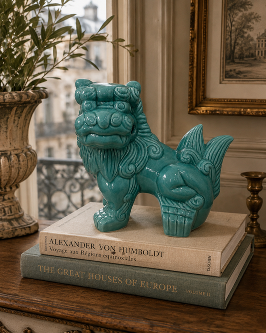 Global Decor Turquoise Ceramic Foo Dog