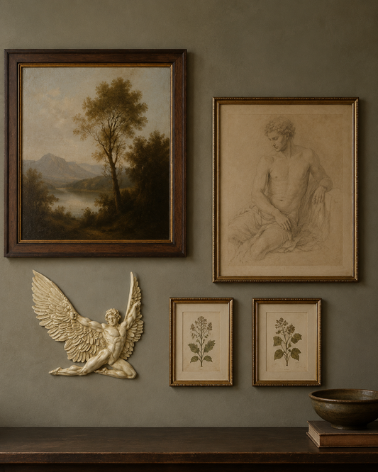 Vintage Neoclassical Male Angel Wall Plaque