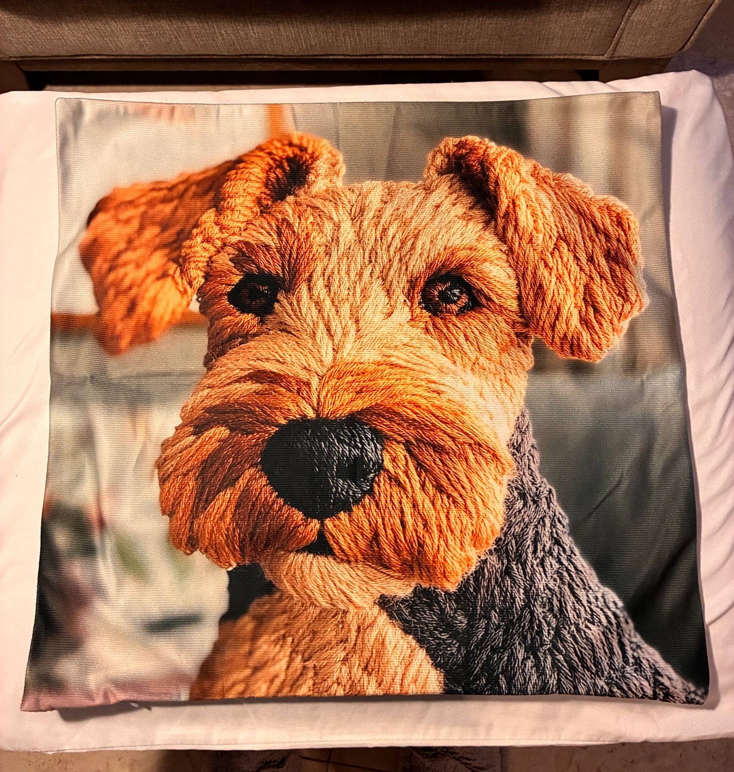 Airedale Terrier Portrait 16" Decorative Pillow Cover