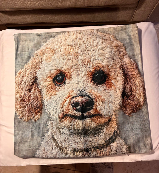 Cream Cockapoo Portrait 16" Decorative Pillow Cover
