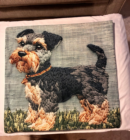 Miniature Schnauzer Portrait 16" Decorative Pillow Cover