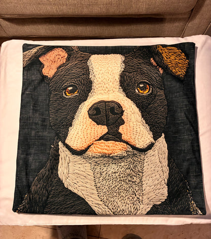Dapper Pit Bull with Bow Tie 16" Decorative Pillow Cover