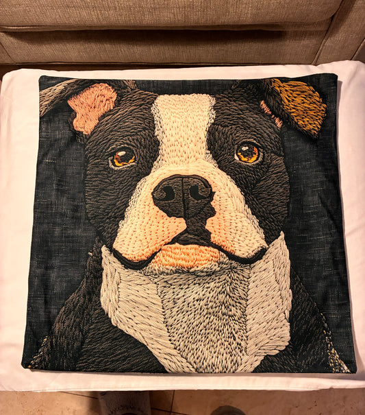Dapper Pit Bull with Bow Tie 16" Decorative Pillow Cover