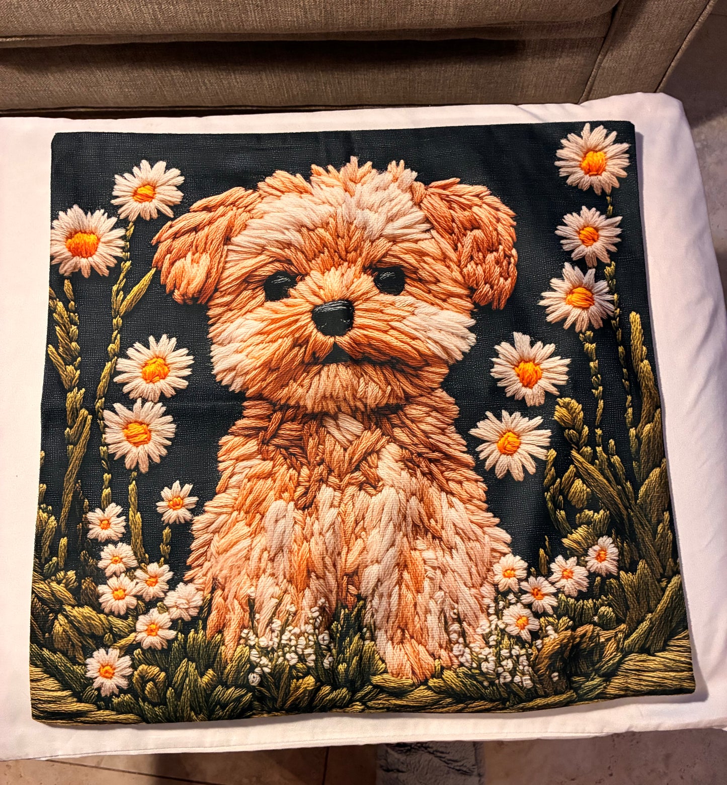 Apricot Cockapoo Puppy 16" Decorative Pillow Cover