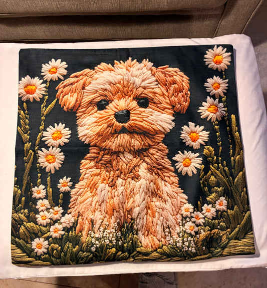 Apricot Cockapoo Puppy 16" Decorative Pillow Cover
