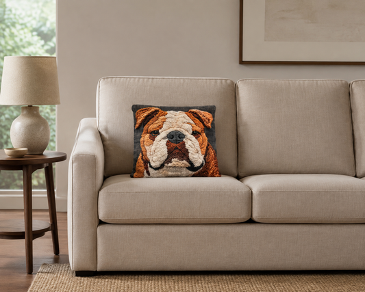 Fawn English Bulldog Portrait 16" Decorative Pillow Cover