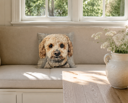 Cream Cockapoo Portrait 16" Decorative Pillow Cover