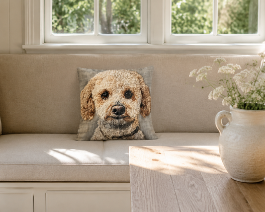 Cream Cockapoo Portrait 16" Decorative Pillow Cover