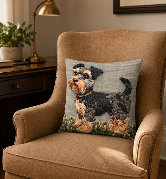 Miniature Schnauzer Portrait 16" Decorative Pillow Cover
