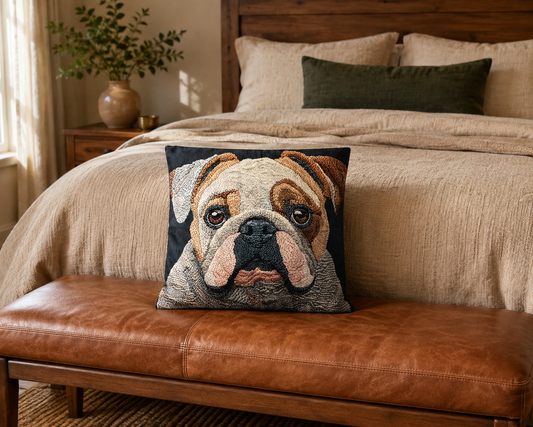 English Bulldog Portrait 16" Decorative Pillow Cover