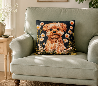 Apricot Cockapoo Puppy 16" Decorative Pillow Cover