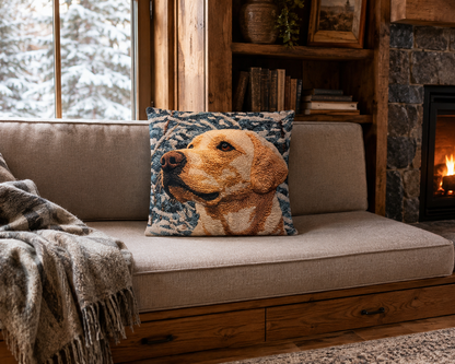 Yellow Labrador Winter Portrait 16" Decorative Pillow Cover