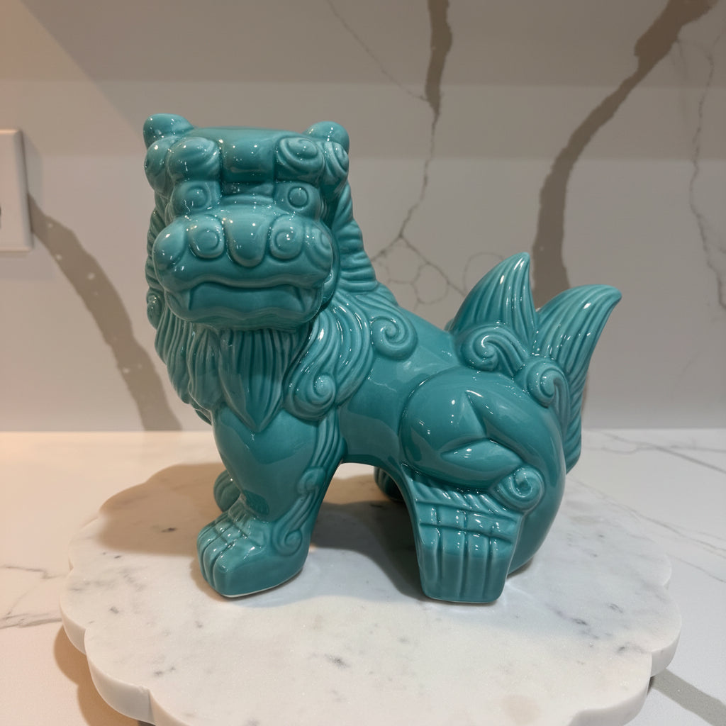 Global Decor Turquoise Ceramic Foo Dog