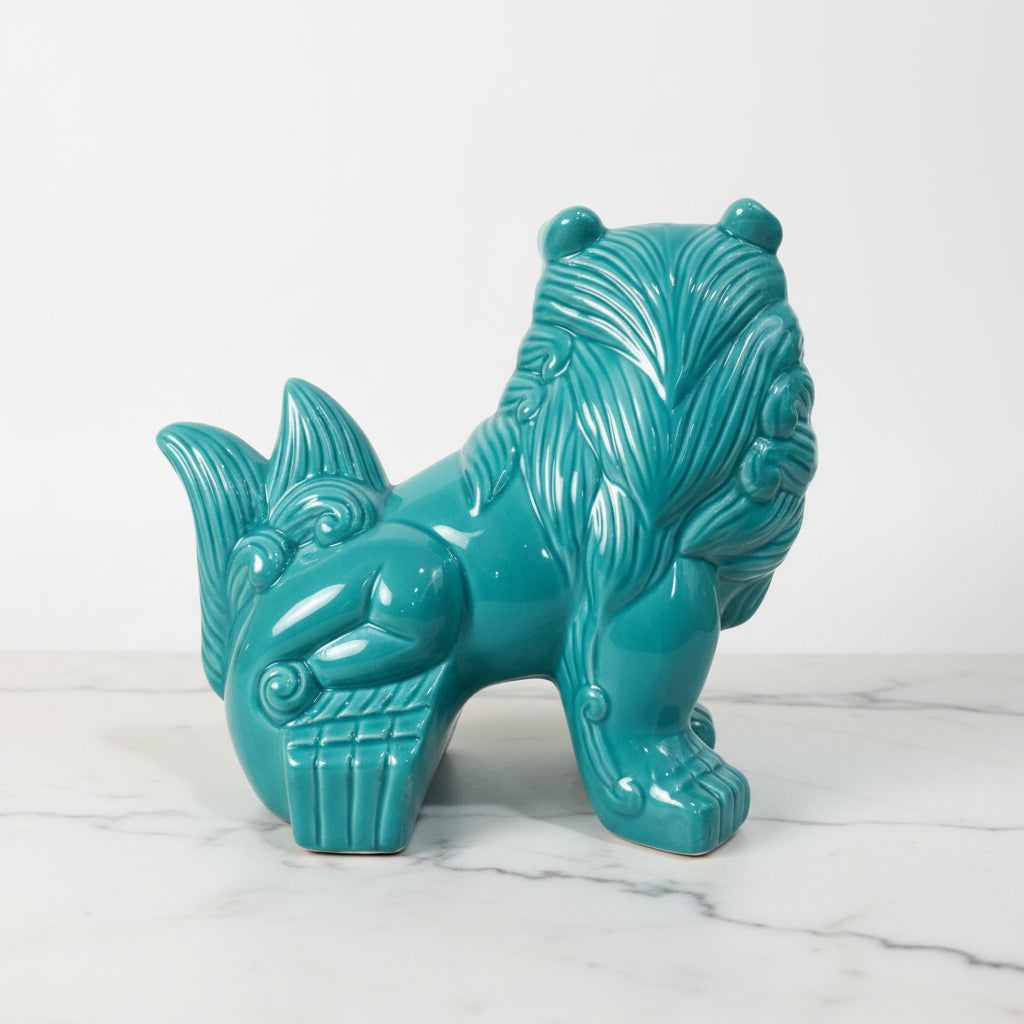 Global Decor Turquoise Ceramic Foo Dog