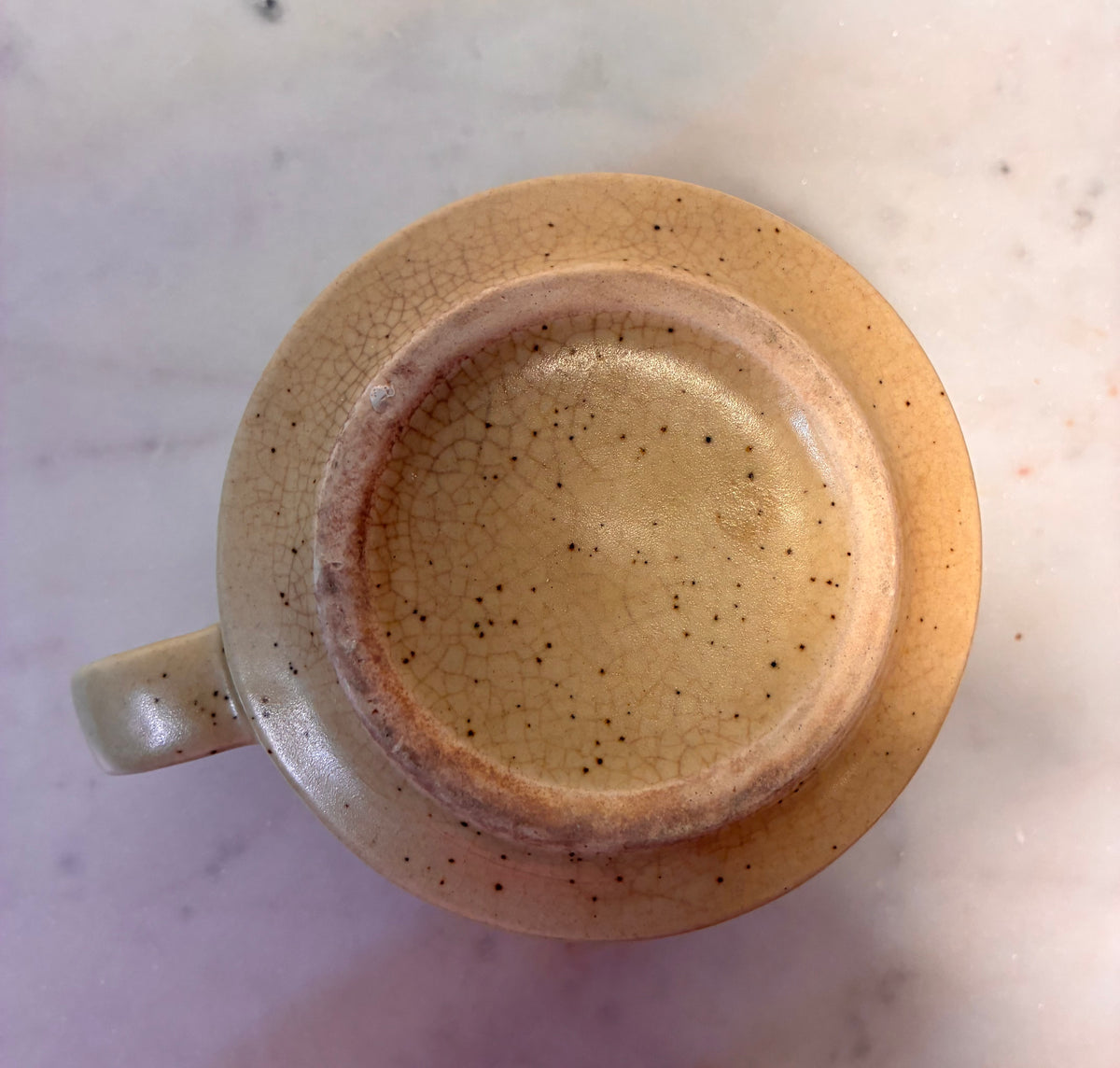 Vintage Studio Pottery Stoneware Mug – Speckled Oatmeal & Caramel Brown