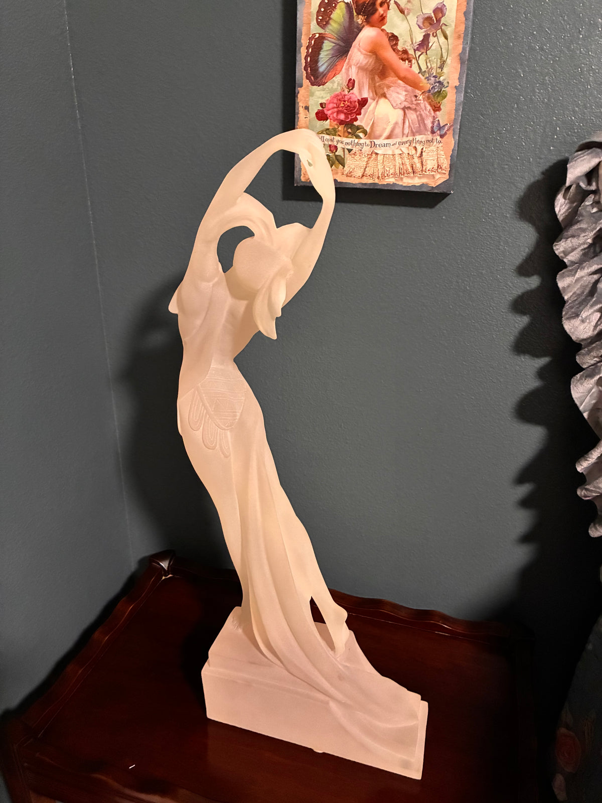 Vintage Art Deco-Style Frosted Female Dancer Sculpture – 24 Inch