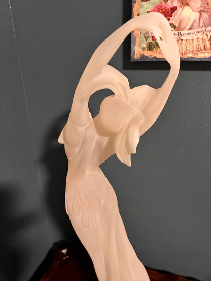 Vintage Art Deco-Style Frosted Female Dancer Sculpture – 24 Inch