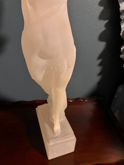 Vintage Art Deco-Style Frosted Female Dancer Sculpture – 24 Inch