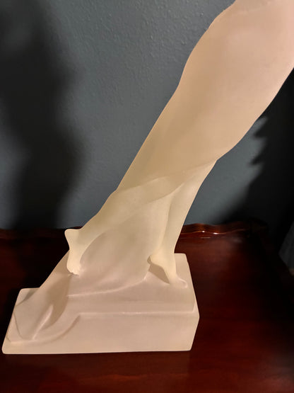 Vintage Art Deco-Style Frosted Female Dancer Sculpture – 24 Inch