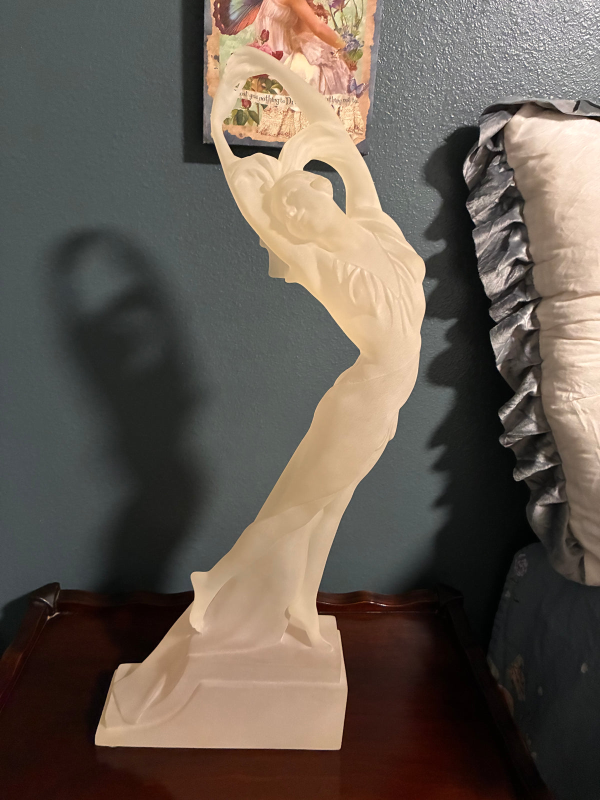 Vintage Art Deco-Style Frosted Female Dancer Sculpture – 24 Inch