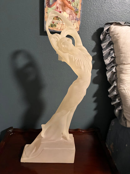 Vintage Art Deco-Style Frosted Female Dancer Sculpture – 24 Inch
