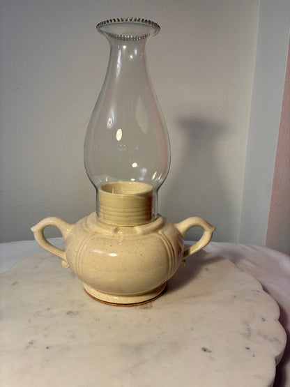 Vintage Wood Duck Ceramic Hurricane Candleholder with Glass Chimney