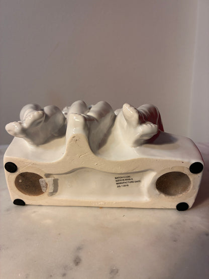 Ivory Ceramic Three Cherubs Pierced Luminary Figurine