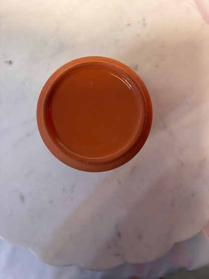 Vintage Hand-Painted Terracotta Garlic Keeper with Lid