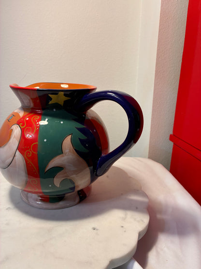 Vintage Artimino St. Nicholas Hand-Painted Ceramic Santa Pitcher