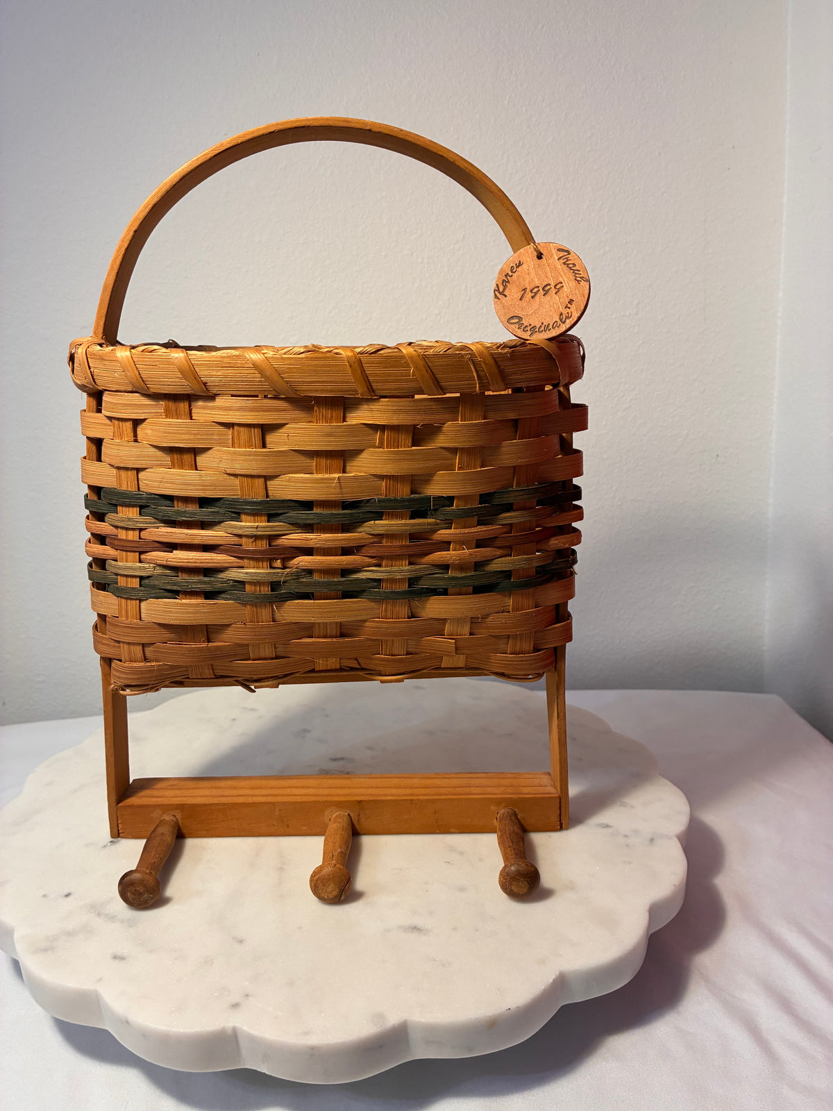 1999 Karen’s Originals Woven Wall Basket & Key Holder