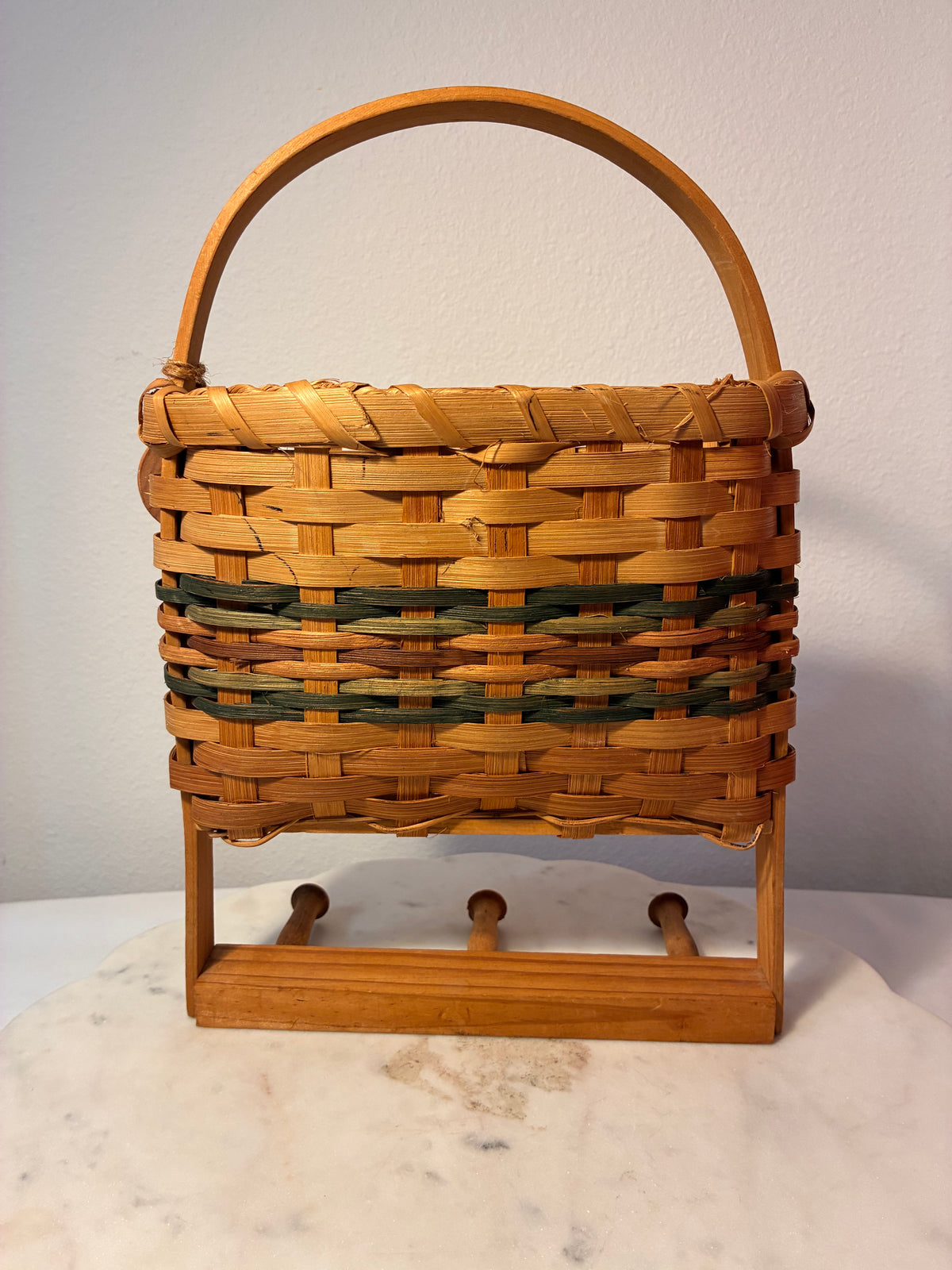 1999 Karen’s Originals Woven Wall Basket & Key Holder