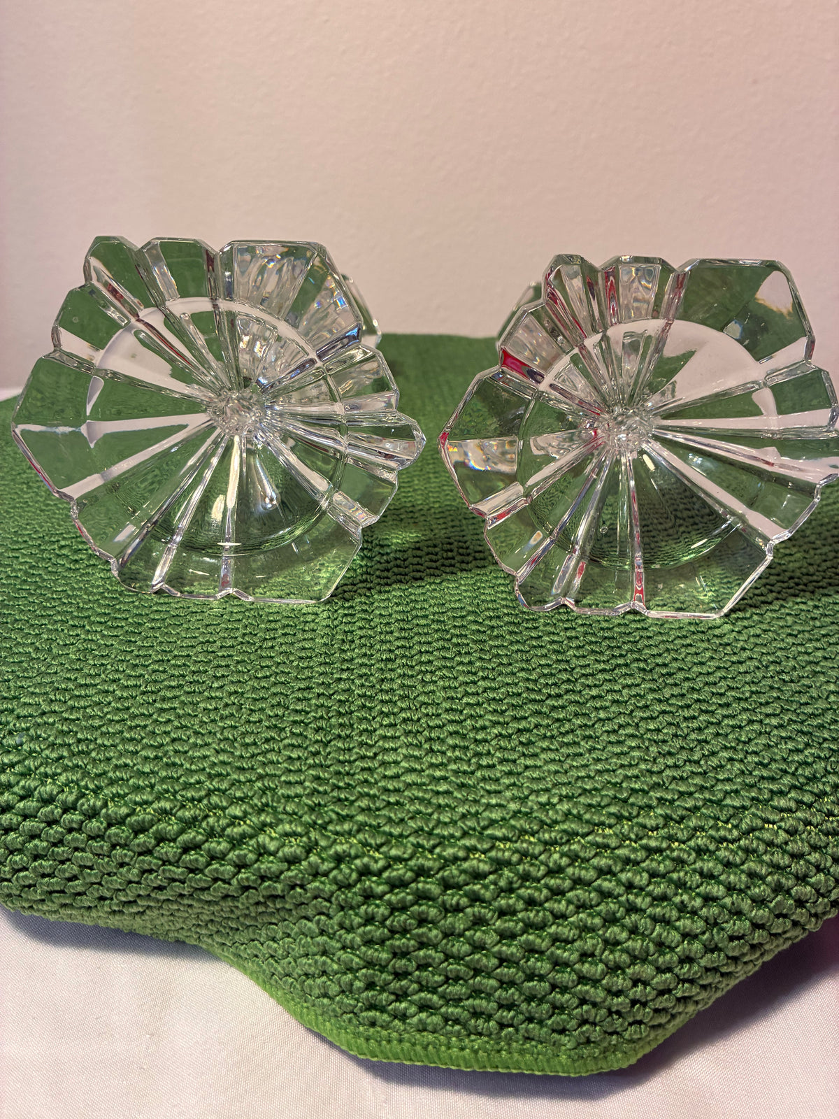 Vintage Faceted Crystal Candlestick Holders – Pair