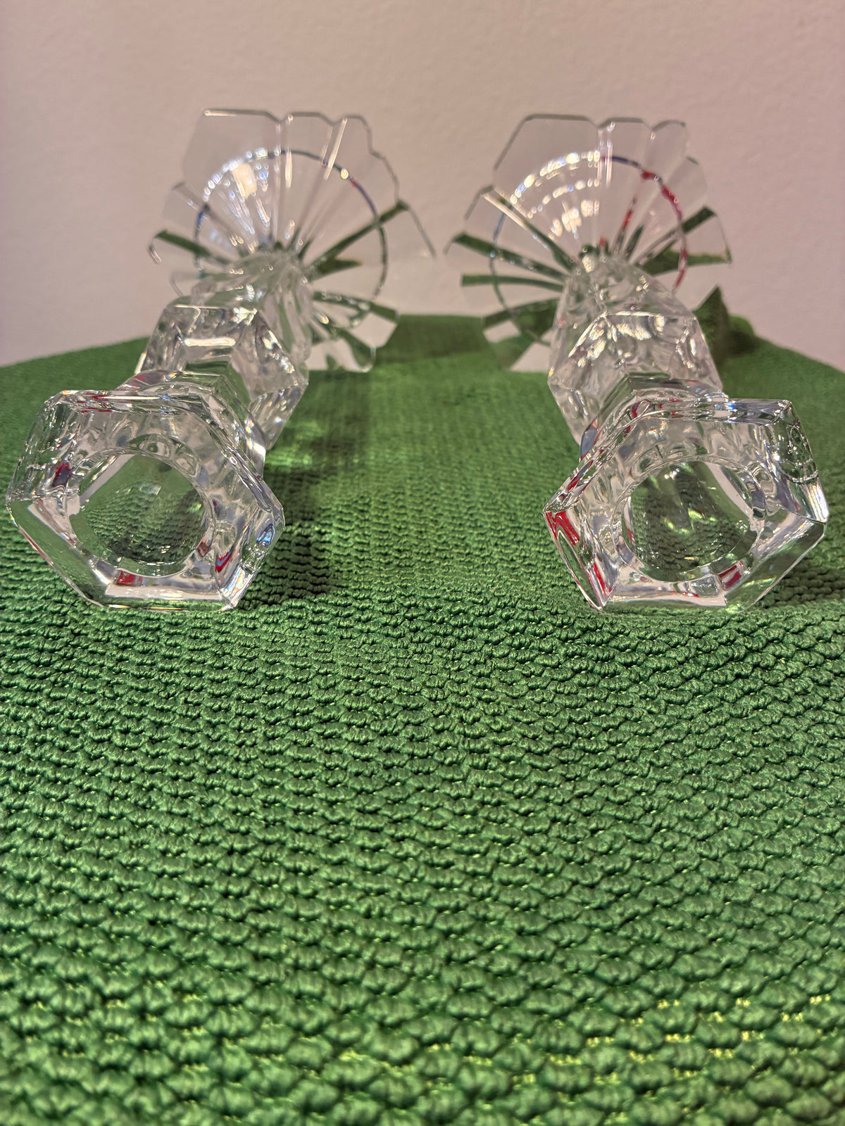 Vintage Faceted Crystal Candlestick Holders – Pair