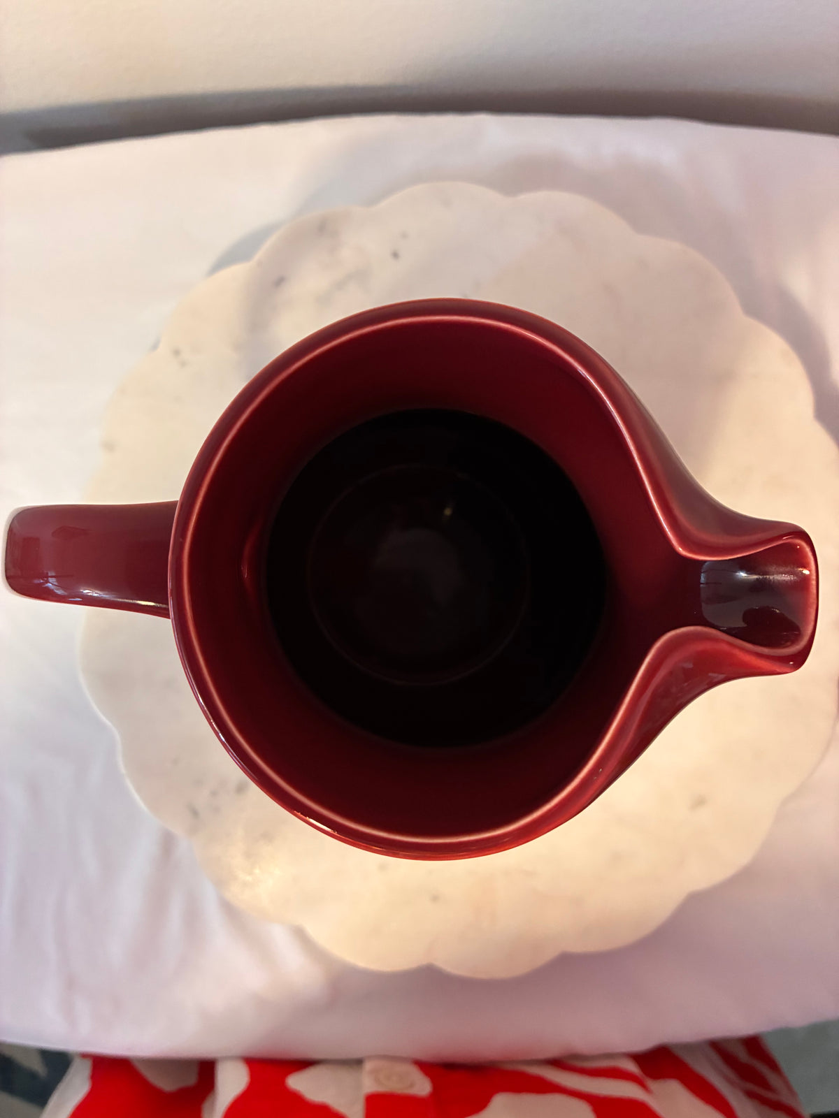 Vintage Korean Oxblood Burgundy Ceramic Pitcher Vase