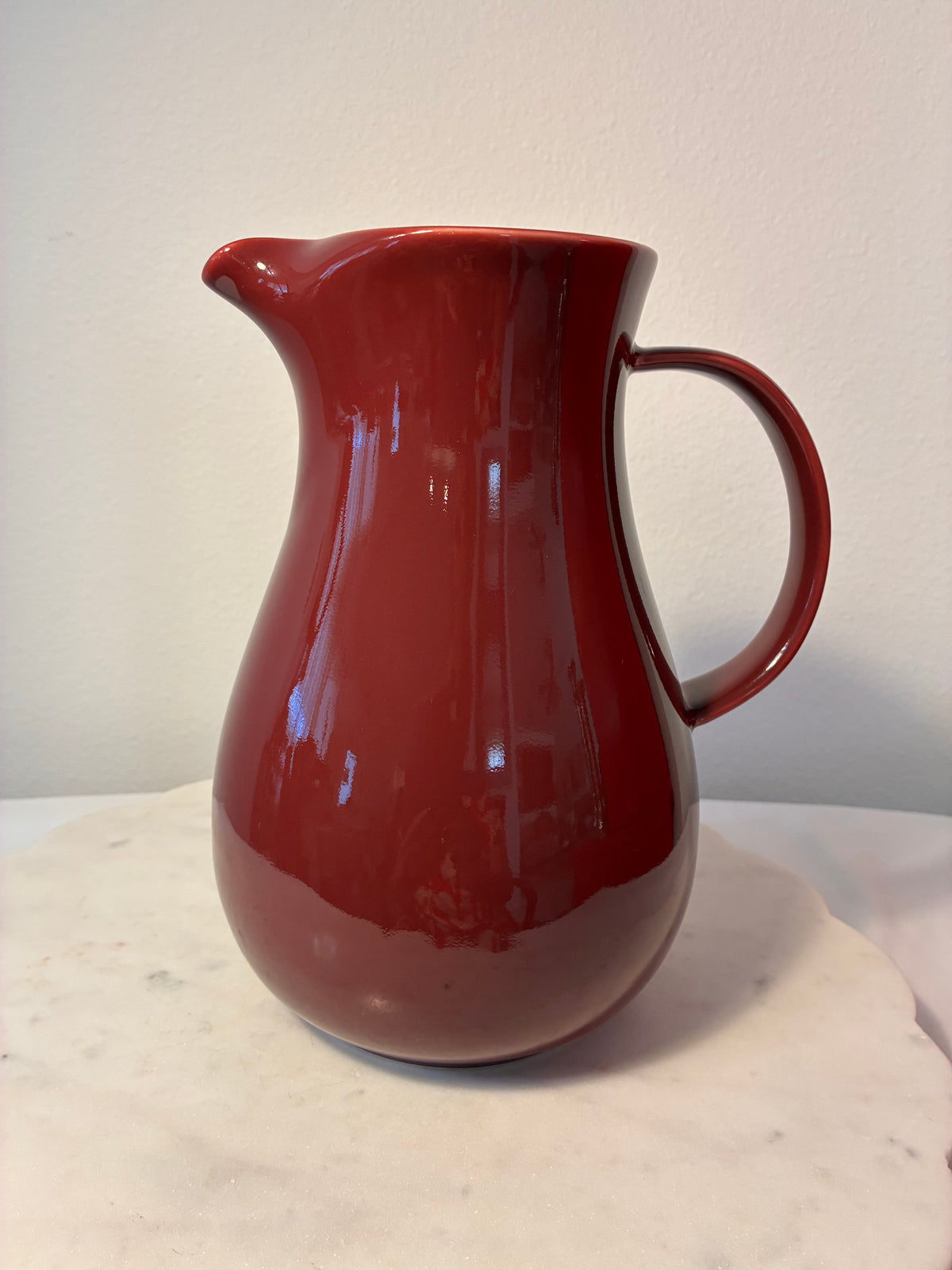 Vintage Korean Oxblood Burgundy Ceramic Pitcher Vase