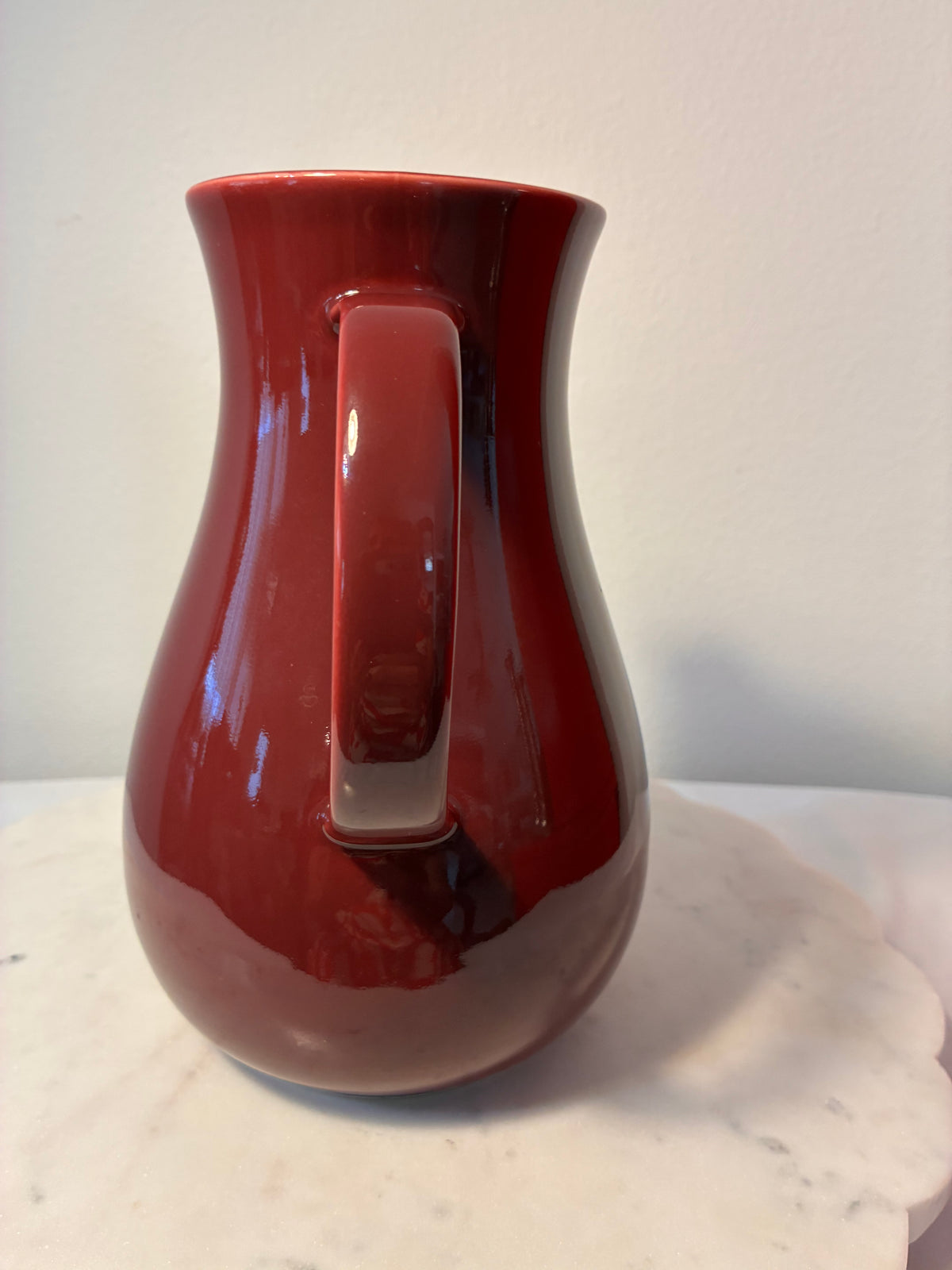 Vintage Korean Oxblood Burgundy Ceramic Pitcher Vase