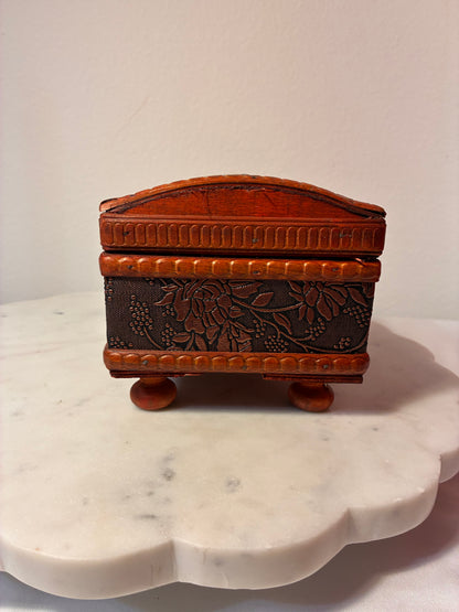 Vintage Embossed Floral Wooden Tissue Box Holder