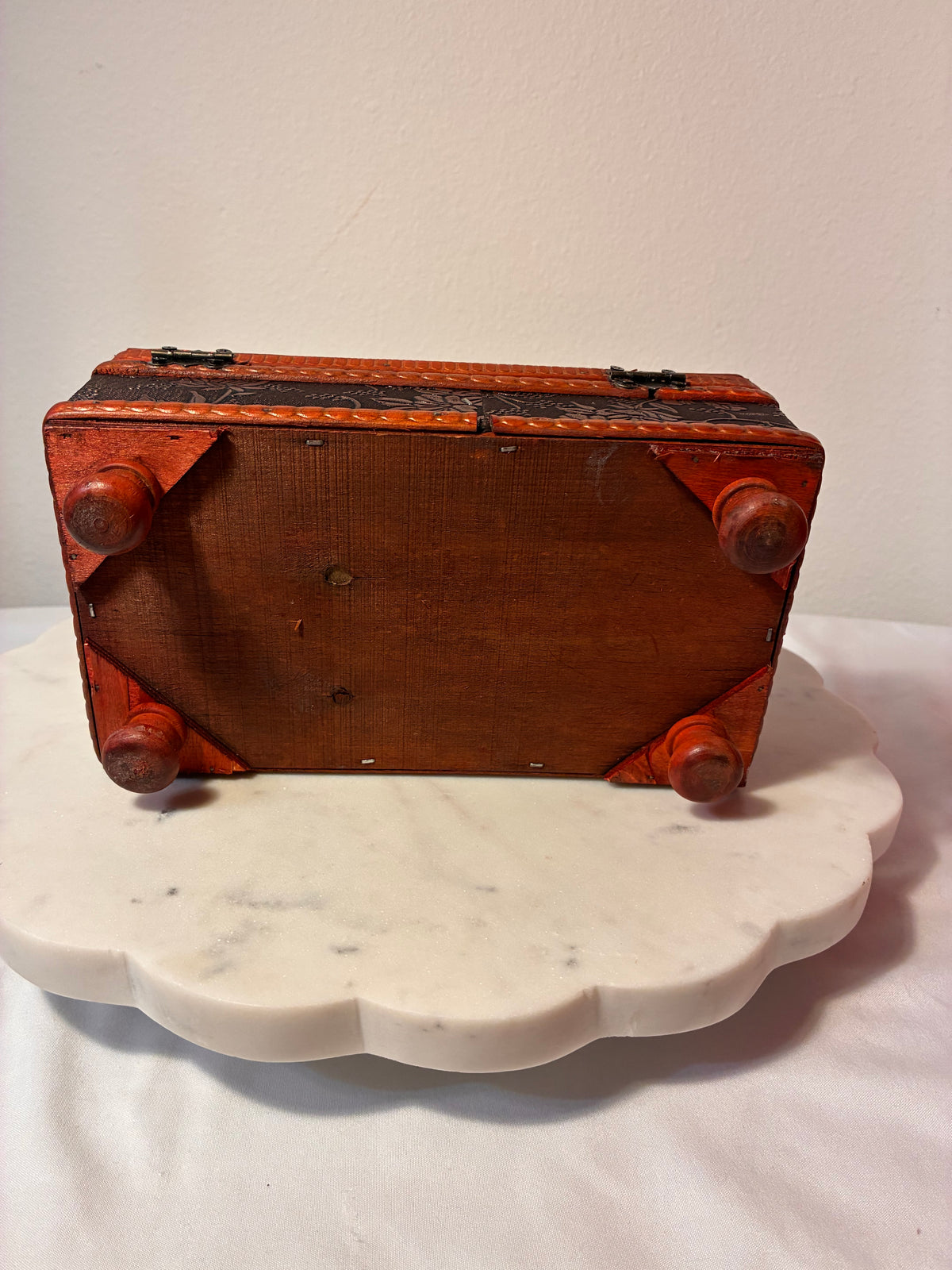 Vintage Embossed Floral Wooden Tissue Box Holder