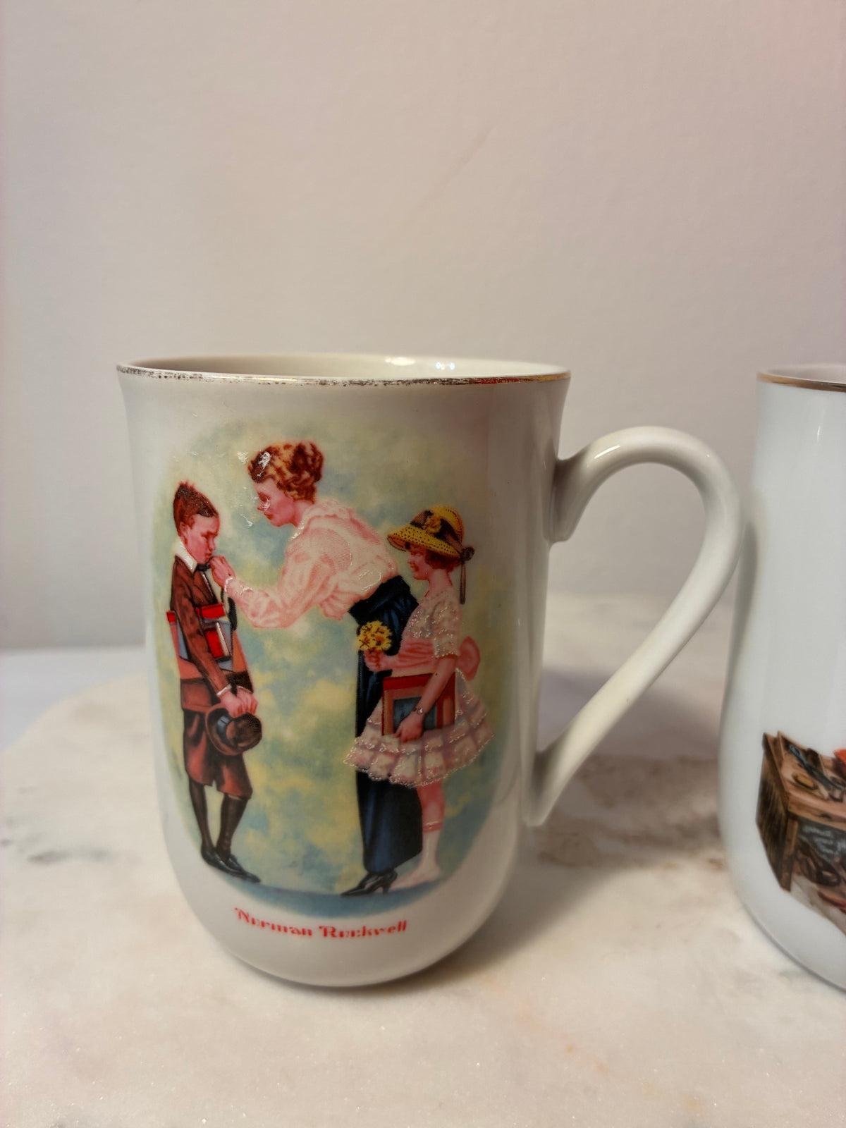 Vintage Norman Rockwell Museum Porcelain Mugs – Pair