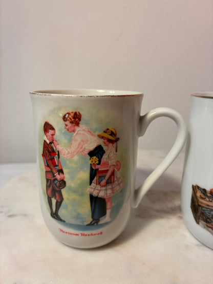 Vintage Norman Rockwell Museum Porcelain Mugs – Pair